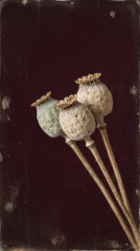 Three Vintage Dried Poppy Seed Pods
