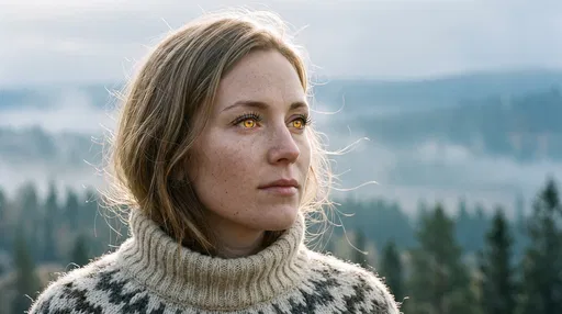 Nordic Woman With Golden Amber Eyes Outdoors