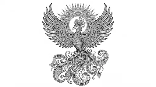 Intricate Phoenix Line Art Coloring Page