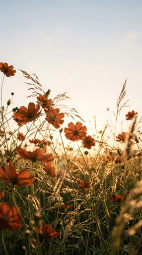 Backlit Terracotta Cosmos in Golden Hour