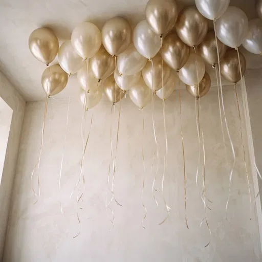Gold and White Ceiling Balloons Background
