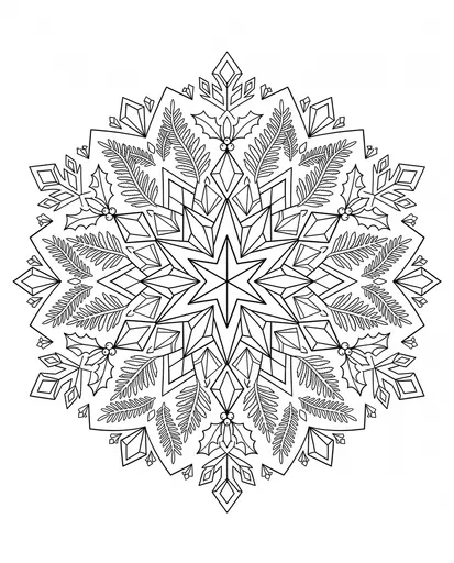 Winter Snowflake Mandala Coloring Page