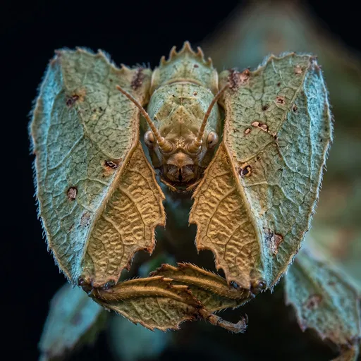Macro Portrait of a Leaf Insect