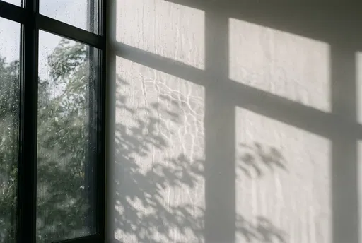 Rainy Window Shadows on White Wall