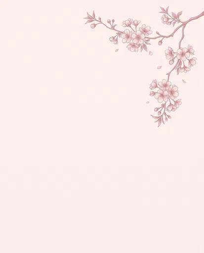 Minimalist Pink Cherry Blossom Branch Background