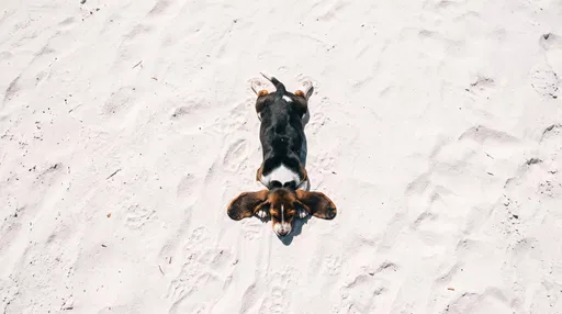 Overhead Basset Hound Puppy on Sand