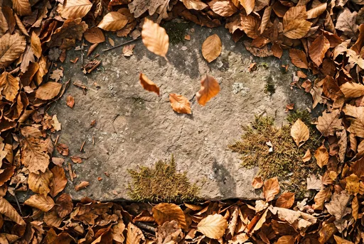 Autumn Leaf Border on Mossy Stone