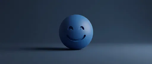 Matte Blue 3D Smiling Sphere Icon