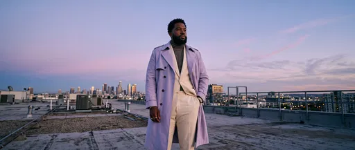 Stylish Black Man on Twilight Rooftop