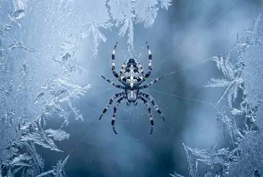 Silver Orb-Weaver Spider on Frosted Glass