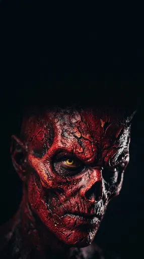 Crimson Demon Face in Darkness