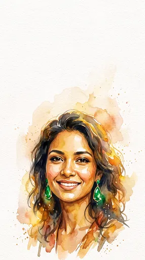 Watercolor Portrait of Smiling Woman