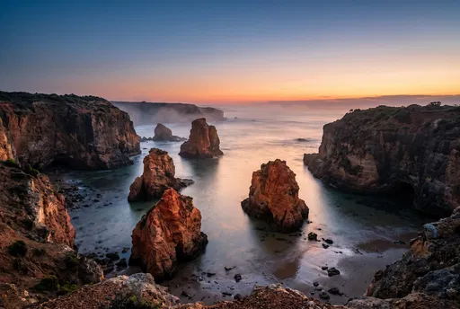 Sandstone Sea Stacks in Twilight Cove