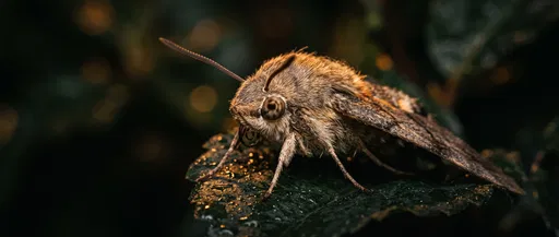 Macro Hawk-Moth on Wet Leaf
