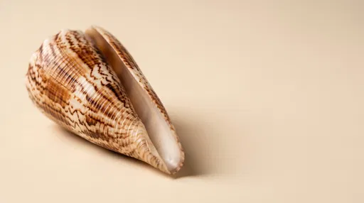 Striated Cone Shell on Cream Background