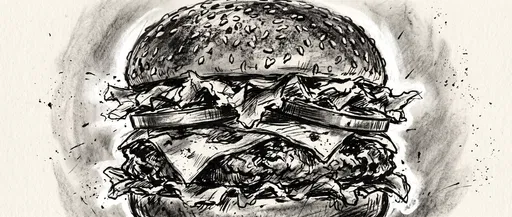 Charcoal and Ink Hamburger Illustration