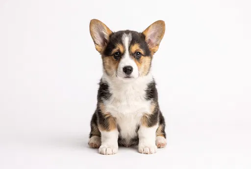 Tricolor Corgi Puppy Studio Portrait