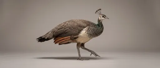 Studio Shot of Walking Female Peafowl