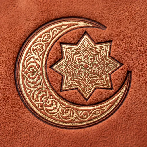 Gold Embossed Crescent and Star on Suede