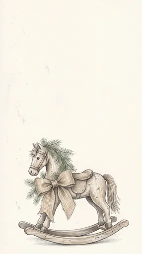 Vintage Wooden Rocking Horse Christmas Illustration