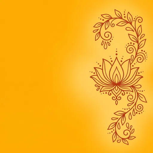 Lotus and Vine Mehndi Pattern on Yellow