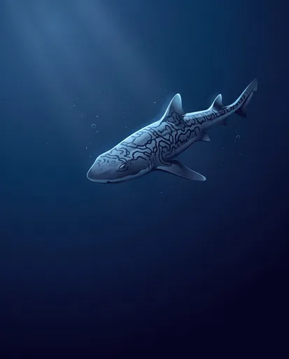 Chain Catshark Swimming in Deep Ocean