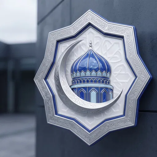 Blue and Silver Islamic Mosque Emblem