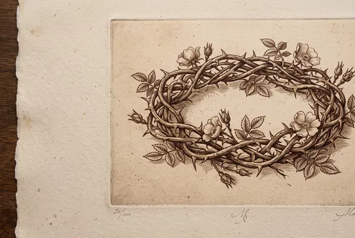 Vintage Briar Rose Thorn Crown Etching