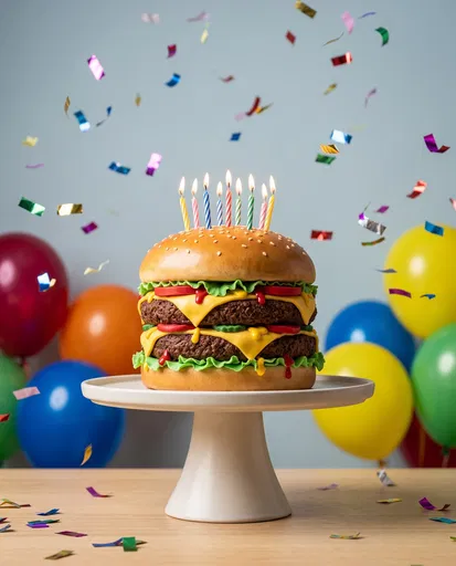 Double Cheeseburger Birthday Cake With Candles