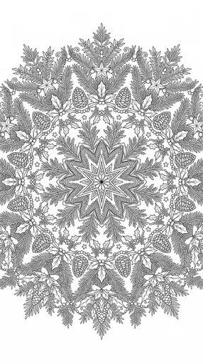 Christmas Evergreen Mandala Coloring Page