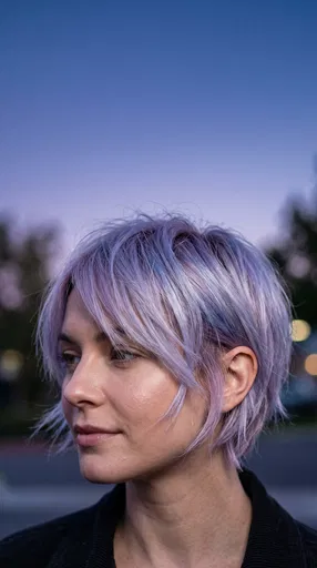 Woman With Pastel Lavender Pixie Cut