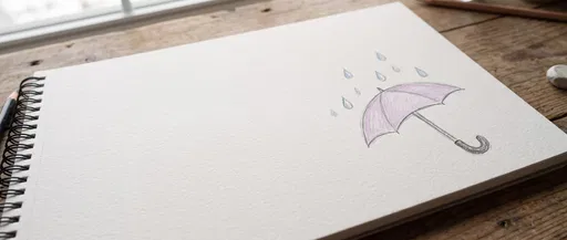 Lilac Umbrella Sketch on Drawing Pad