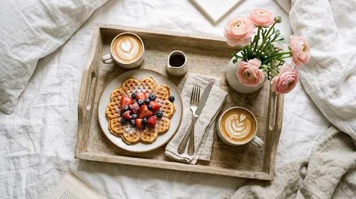 Breakfast in Bed Waffle Tray Flat Lay