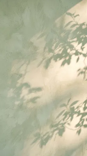 Sage Limewash Wall With Leaf Shadows