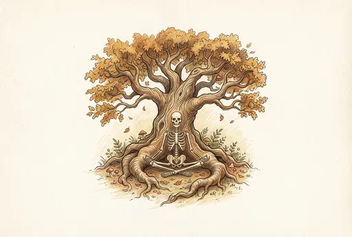 Skeleton Meditating Beneath an Oak Tree