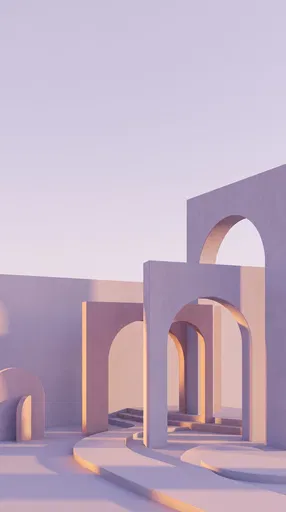 Minimalist Lavender Archways in Golden Light