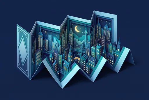 Paper Craft Night City Accordion Booklet