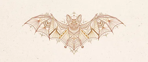 Ornate Geometric Bat Emblem Line Drawing
