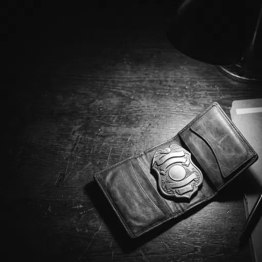 Monochrome Detective Badge in Leather Wallet
