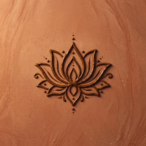 Glossy Henna Lotus Motif on Sandstone