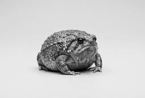 Monochrome Studio Portrait of Round Frog