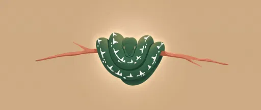 Minimalist Illustration of Coiled Emerald Tree Boa