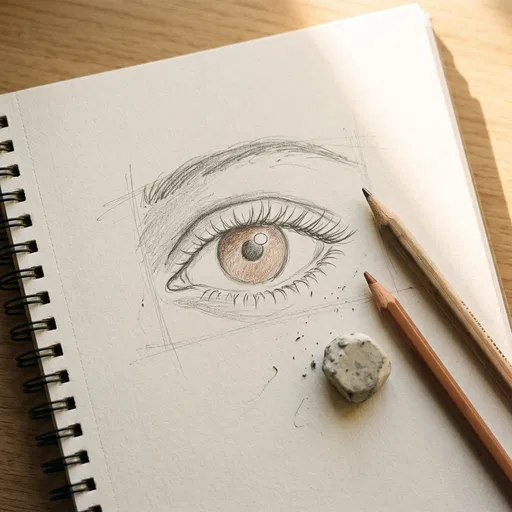 Simple Pencil Sketch of Brown Eye