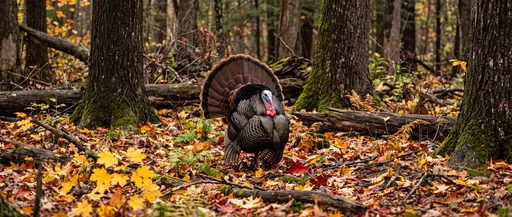 Wild Turkey Tom in Autumn Forest