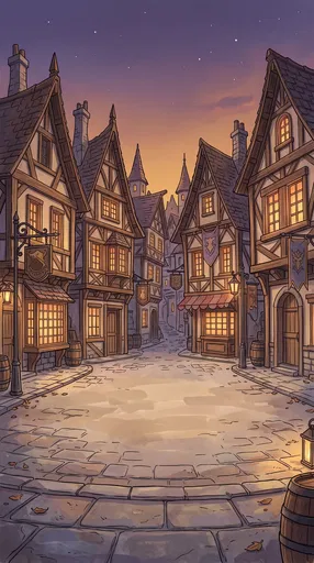 Fantasy Town Street at Twilight