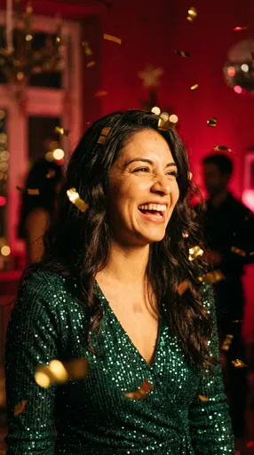 Laughing Woman at Confetti Party