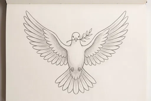 Pencil Sketch of Flying Peace Dove