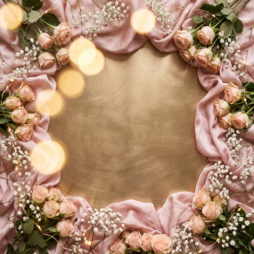 Romantic Pink Silk and Rose Flatlay Frame