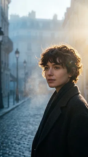 Woman With Wavy Pixie Cut Outdoors