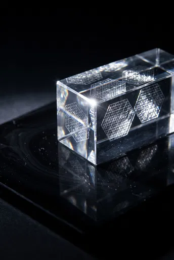 Etched Crystal Prism on Obsidian